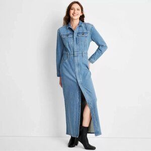 Universal Thread Denim Dress Womens 14 Blue Shirt Duster Maxi